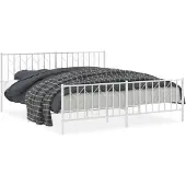 vidaXL - Bedframe - met - hoofd- - en - voeteneinde metaal - wit - 183x213 - cm