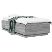 vidaXL Bedframe bewerkt hout grijs sonoma eikenkleurig 100x200 cm