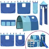 vidaXL Gordijnen voor hoogslaper met tunnel en toren blauw