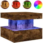 DKD Home Decor Salontafel met metalen poten 50x50x40 cm gerookt eikenkleurig