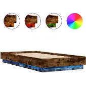 vidaXL Bedframe met LED-verlichting gerookt eikenkleurig 90x190 cm