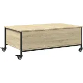 vidaXL - Salontafel - met wielen - 91x55x34 - cm - bewerkt hout - sonoma - eiken