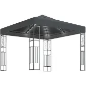vidaXL Paviljoen met LED-lichtketting, 3x3 meter, antraciet, stof