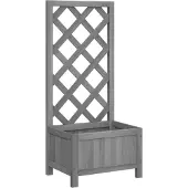 vidaXL Plantenbak met latwerk 40x30x90 cm massief vurenhout grijs