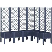 vidaXL Plantenbak met latwerk 160x120x142 cm polypropeen blauwgrijs