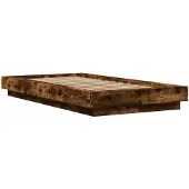 vidaXL Bedframe met LED-verlichting gerookt eikenkleurig 100x200 cm