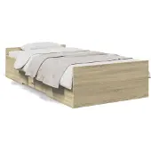vidaXL Bedframe met lades bewerkt hout sonoma eikenkleurig 75x190 cm