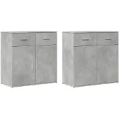 vidaXL Dressoirs 2 st 79x38x80 cm bewerkt hout betongrijs