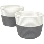 vidaXL Opbergmanden 2 st Ø 24x18 cm katoen grijs en wit