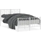 vidaXL - Bedframe - met - hoofd- - en - voeteneinde metaal - wit - 120x200 - cm