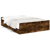 DKD Home Decor Bedframe met lades bewerkt hout gerookt eikenkleurig 140x190 cm