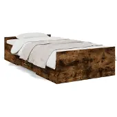 vidaXL Bedframe met lades bewerkt hout gerookt eikenkleurig 75x190 cm