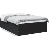 vidaXL Bedframe massief hout zwart 140x190 cm