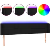 vidaXL Hoofdbord LED 183x16x78/88 cm stof zwart