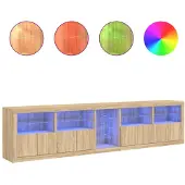 vidaXL Dressoir met LED-verlichting 283x37x67 cm sonoma eikenkleurig