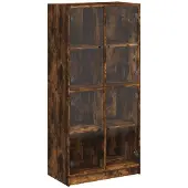 vidaXL Hoge kast met deuren 68x37x142 cm bewerkt hout gerookt eiken