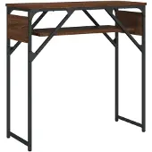 vidaXL Wandtafel met schap 75x30x75 cm bewerkt hout bruin eikenkleur