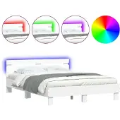 vidaXL Bedframe met hoofdeinde en LED wit 140x200 cm