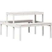 vidaXL Picknicktafel 110x134x75 cm massief grenenhout wit