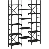 vidaXL Boekenkast 127,5x28,5x172,5 cm bewerkt hout zwart