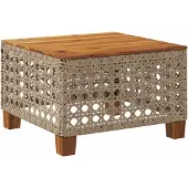 vidaXL Tuintafel 55x55x36 cm poly rattan en acaciahout beige