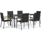 vidaXL 7-delige tuinset, zwart, met Textilene en staal
