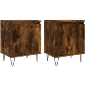 vidaXL Nachtkastjes 2 st 40x30x50 cm bewerkt hout gerookt eikenkleurig