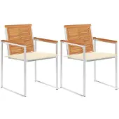 vidaXL Tuinstoelen 2 st met kussens massief acaciahout en staal