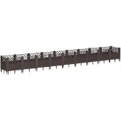 vidaXL Plantenbak met pinnen 363,5x43,5x43,5 cm polypropeen bruin