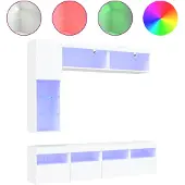 vidaXL 7-delige Tv-wandmeubelset met LED-verlichting wit