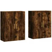 vidaXL Hangkasten 2 st 69,5x34x90 cm gerookt eikenkleurig
