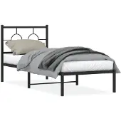 vidaXL Bedframe met hoofdbord metaal zwart 80x200 cm