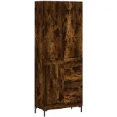 vidaXL Hoge kast 69,5x34x180 cm bewerkt hout gerookt eikenkleurig
