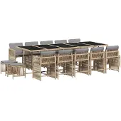 vidaXL 15-delige tuinset met kussens, inclusief polyrotan