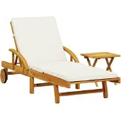vidaXL Ligbed met kussen en tafel massief acaciahout