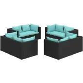 vidaXL 8-delige loungeset voor de tuin met kussens, van polyrotan, zwart