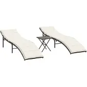 vidaXL Ligstoelen 2 st met tafel poly rattan bruin