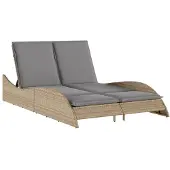 vidaXL Ligbed met kussens 114x205x73 cm poly rattan beige