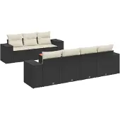 vidaXL 8-delige tuinmeubelset met kussens, zwart, polyrotan