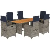 vidaXL 7-delige tuinset met kussens, beige, van polyrotan