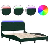 vidaXL Bedframe met LED zonder matras fluweel donkergroen 140x190 cm