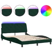 vidaXL Bedframe met LED zonder matras fluweel donkergroen 120x200 cm