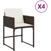 vidaXL Tuinstoelen 4 st met kussens poly rattan bruin