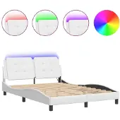 vidaXL Bedframe met LED zonder matras "Zadar" wit 140x200 cm