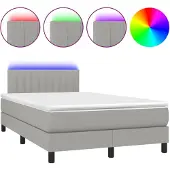 vidaXL Boxspring met matras en LED stof lichtgrijs 120x190 cm
