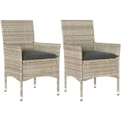 vidaXL Tuinstoelen met kussens, 2 stuks, lichtgrijs, polyrotan