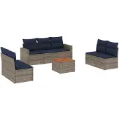 vidaXL 8-delige tuinmeubelset met kussens, grijs, polyrotan