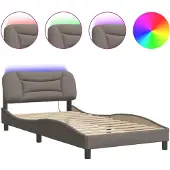 vidaXL Bedframe met LED zonder matras "Hvar" 100x200 cm stof Taupe