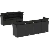 vidaXL 8-delige Loungeset met kussens poly rattan zwart