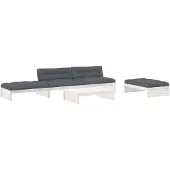 vidaXL 5-delige loungeset voor de tuin met kussens, wit, massief hout